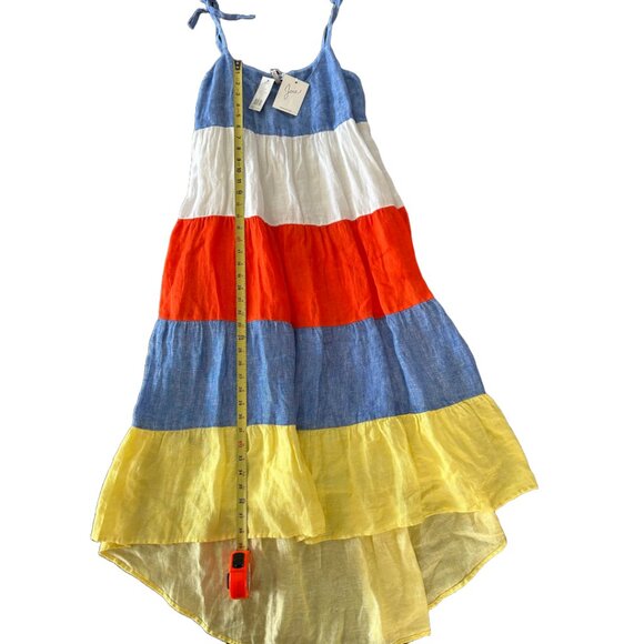 NWT Joie 100% Linen Colorblock Striped Maxi Dress Multi Eugenia Size M - Picture 8 of 14